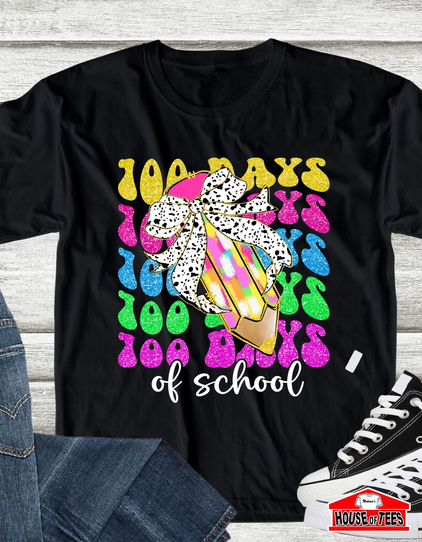 Neon Dalmatian Pencil 100 Days