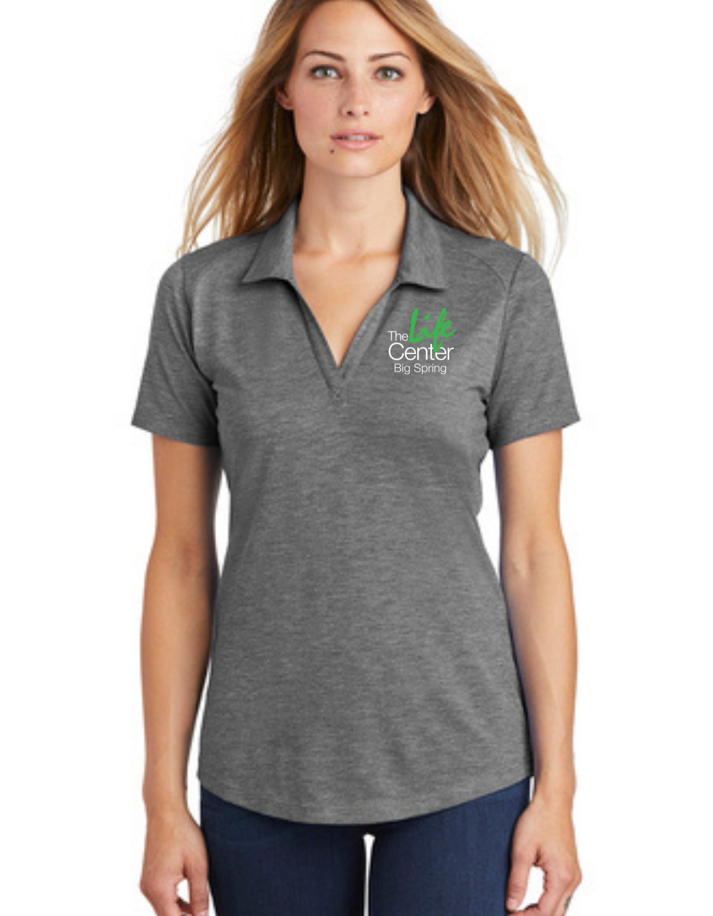 The Life Center Women's Tri-Blend Wicking Polo