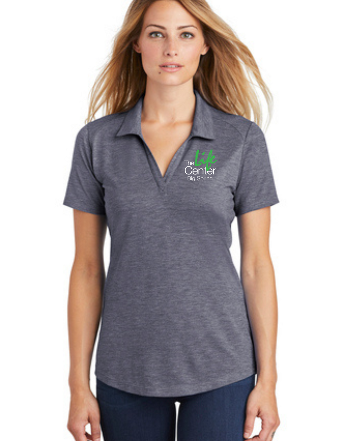 The Life Center Women's Tri-Blend Wicking Polo