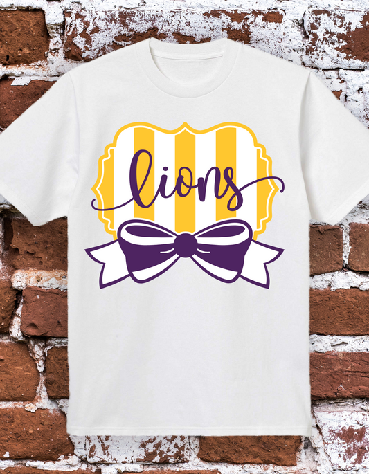 Lions striped bow tee