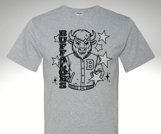 Varsity jacket buff shirt